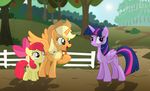  2016 apple apple_bloom_(mlp) applejack_(mlp) blonde_hair cowboy_hat cutie_mark earth_pony equine feathered_wings feathers female fence feral food freckles friendship_is_magic fruit fur grass green_eyes group hair hat hi_res horn horse mammal multicolored_hair my_little_pony orange_fur outside pony purple_eyes purple_feathers purple_fur red_hair shadow shutterflyeqd sky smile sun tree twilight_sparkle_(mlp) winged_unicorn wings yellow_fur 