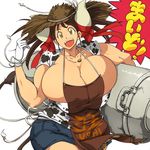  animal_humanoid bovine breast_squish breasts brown_hair cleavage clothed clothing cow_humanoid female hair hataraki_ari horn humanoid long_hair mammal open_mouth skimpy tight_clothing voluptuous yellow_eyes 