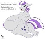  2016 anthro anthrofied areola big_breasts big_butt blue_eyes breasts butt cutie_mark dialogue english_text equine female friendship_is_magic hair hi_res horn huge_breasts huge_butt hyper hyper_breasts implied_cheating jrvanesbroek kaiuchiha15 looking_at_viewer mammal mature_female my_little_pony nipples nude purple_hair side_boob simple_background solo text twilight_velvet_(mlp) unicorn white_background 
