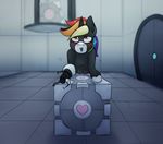  equine fan_character horse invalid_tag mammal marsminer my_little_pony pony portal_(series) rainbow_heart solo valve video_games weighted_companion_cube 