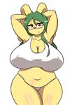  anthro armpits big_breasts breasts female huge_breasts kemono lagomorph mammal rabbit sechomi11 simple_background slightly_chubby 