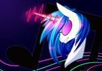  alphaaquilae blue_hair equine eyewear female feral friendship_is_magic glasses gradient_background hair horn magic mammal musical_note my_little_pony simple_background smile solo unicorn vinyl_scratch_(mlp) 