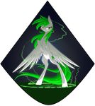  alphaaquilae cutie_mark electricity equine fan_character feathered_wings feathers female feral grass green_eyes green_hair hair hooves long_hair looking_at_viewer mammal my_little_pony pegasus simple_background solo standing wings 