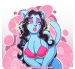  2016 anthro big_breasts bikini breasts cat cleavage clothed clothing feline female mammal omegasunburst solo swimsuit 