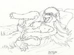  anthro anus breasts chest_tuft claws female fur gaping hair james_m_hardiman long_hair mammal natasha_(jmh) nipples nude open_mouth pawpads paws pussy sketch skunk solo spread_pussy spreading teeth tuft urethra 