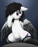  2016 anearbyanimal biting_lip black_hair blush chest_tuft clothing cum cum_in_pussy cum_inside cutie_mark duo equine faceless_male fan_character feathered_wings feathers female female_on_top feral freckles hair half-closed_eyes lamika legwear male male/female mammal my_little_pony navel nipples on_top pegasus penetration simple_background solo_focus teats thigh_highs tuft vaginal vaginal_penetration wings 