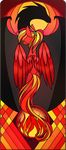  alphaaquilae blonde_hair dragon equine fan_character feathered_wings feathers feral fire hair long_hair mammal my_little_pony orange_hair pegasus red_feathers red_hair stained_glass wings 