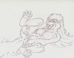  anthro anus breasts chest_tuft claws female fur gaping hair james_m_hardiman long_hair mammal natasha_(jmh) nipples nude open_mouth pawpads paws pussy sketch skunk solo spread_pussy spreading teeth tuft urethra 