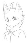  cat clothing dress_shirt feline male mammal morenatsu shin_(morenatsu) shirt simple_background sketch white_background 