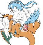  altaria ambiguous_gender ambiguous_penetration avian dragon dragonite duo eye_contact happy male male/ambiguous nintendo open_mouth paintdog_(artist) penetration pok&eacute;mon semi-anthro simple_background video_games white_background 