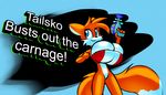  big_breasts breasts canine crossgender female fox huge_breasts mammal melissa_&quot;tailsko&quot;_prower miles_prower multi_tail norithics parody ray_gun sonic_(series) super_smash_bros tube_top 