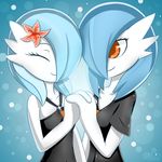  2016 alternate_color anthro breasts clothed clothing duo female female/female flower gardevoir hand_holding hi_res humanoid nintendo plant pok&eacute;mon red_eyes rilex_lenov shiny_pok&eacute;mon simple_background smile video_games 