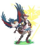  alphakupo anthro avian canine claws clothed clothing digitigrade duo female feral fur furgonomics green_eyes hair hat hi_res honchkrow mammal nintendo pok&eacute;mon pok&eacute;mon_go pok&eacute;mon_trainer simple_background standing talons video_games 