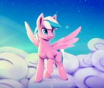  animated blue_eyes blue_hair cloud cutie_mark day equine fan_character feathered_wings feathers female fur hair hooves mammal my_little_pony no_sound outside pegasus pink_feathers pink_fur rodrigues404 sky smile solo standing white_hair wind wings 