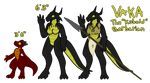  alpha_channel anthro breasts clothed clothing darkestmirrored dragonborn dungeons_&amp;_dragons duo english_text female horn kobold melee_weapon model_sheet nude polearm reptile scalie simple_background skull spear standing text transparent_background weapon 