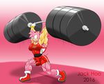  2016 abs amy_rose belt biceps big_muscles boots clothing female footwear hedgehog invalid_tag jack_hoo_(artist) mammal muscular muscular_female olympics sonic_(series) teeth weights 