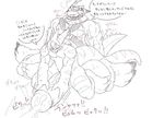  athletic big_penis claws cum dialogue dragon glans hair horn hyper hyper_penis invalid_tag japanese japanese_text kuroma male male/male masturbation mostly_nude muscular penis scalie size_difference sketch spikes text translation_request 