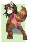  :3 amber_eyes anthro brown_fur clothed clothed_sex clothing collar cub female fur grey_hair hair looking_at_viewer looking_back mammal one-piece_swimsuit penetration penis pussy pussy_juice raised_tail rear_view red_collar red_panda sex simple_background solo_focus swimsuit vaginal vaginal_penetration young zettadragon 