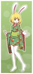  anthro barefoot blonde_hair carrot_(one_piece) clothing female fur hair japanese_clothing kimono lagomorph mammal minkmen_(one_piece) mokomodukedom one_piece rabbit smile solo white_fur 