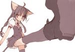  ahoge animal_ears cat_ears frown high_kick kicking mitsuki_mouse original shoe_soles shoes solo tail thighhighs 