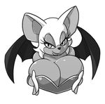  anthro bat big_breasts breasts cleavage clothed clothing eyelashes looking_at_viewer mammal rouge_the_bat simple_background smile solo sonic_(series) unknown_artist white_background wings 