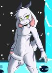  aged_up asriel_dreemurr athletic balls caprine crackers erection glans goat humanoid_penis looking_at_viewer male mammal nude partially_retracted_foreskin partially_submerged penis pinup pose solo standing uncut undertale video_games waterfall 