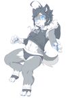  3_toes 4_fingers blue_eyes briefs bulge canine clothing dog drawstring fur grey_fur hoodie male mammal navel open_mouth simple_background solo teenager toes underwear white_fur white_nose young 埃亞_(artist) 