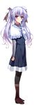  absurdres blush boots dress full_body highres knee_boots lavender_hair looking_at_viewer non-web_source pantyhose purple_eyes reminiscence reminiscence_re:collect ribbon shimazu_aki smile solo standing tomose_shunsaku transparent_background twintails 