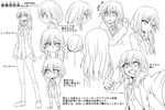 angry arms_behind_back character_sheet clenched_hand clenched_teeth expressionless expressions gotoba_sora greyscale hair_ornament hair_scrunchie innocent_red kneehighs lineart long_hair looking_at_viewer low_ponytail mary_janes monochrome multiple_views necktie pleated_skirt school_uniform scrunchie shoes side_ponytail skirt smile standing surprised teeth translation_request watarui 