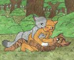  2016 4_toes anal anal_penetration anthro ashfur_(warriors) black_fur blackcatz blue_eyes blush bramblestar_(warriors) breasts brown_fur cat detailed_background digital_media_(artwork) feline female feral feral_on_feral fluffy fluffy_tail forest freckles fur grass green_eyes grey_fur group group_sex hair hi_res leaves love male male/female male/male mammal moan multicolored_fur nipples nude one_eye_closed open_mouth orange_fur outside paws penetration pink_nipples pink_nose red_fur romantic_couple sex sky smile squeezing squirrelflight_(warriors) stripes surprise tabby threesome toes tongue tree vaginal vaginal_penetration warriors_(cats) yellow_eyes 