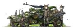  ^_^ adapted_uniform animal_ears animal_hat bad_id bad_pixiv_id bandaged_leg bandages blonde_hair braid camouflage car closed_eyes coh commentary_request dshk exhaust_pipe gloves ground_vehicle gun hammer_and_sickle hat helmet jacket leather leather_jacket machine_gun mars_expedition military military_uniform military_vehicle miniskirt motor_vehicle multiple_girls red_star skirt smile soviet tank_helmet thighhighs twin_braids uniform weapon white_eyes white_hair zettai_ryouiki 