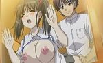  1boy 1girl against_window animated animated_gif breasts kimihagu uncensored 