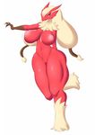  anthro areola avian blaziken blue_eyes breasts erect_nipples female jcdr navel nintendo nipples nude pok&eacute;mon pussy simple_background solo video_games white_background 