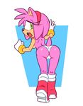  amy_rose boots breasts butt clothing female footwear gloves hedgehog mammal panties sonic_(series) squidapple surprise underwear 