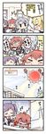  &gt;_&lt; /\/\/\ 0_0 4girls 4koma :d :o ^_^ ahoge arashi_(kantai_collection) black_skirt blonde_hair brown_hair closed_eyes closed_mouth comic commentary flying_sweatdrops gloves grey_hair hagikaze_(kantai_collection) hand_on_another's_head henshin_pose herada_mitsuru highres kantai_collection maikaze_(kantai_collection) multiple_girls nowaki_(kantai_collection) open_mouth pleated_skirt pose purple_hair short_hair short_sleeves skirt smile sparkle sweat tears translated trembling wavy_mouth white_gloves xd 