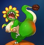  big_breasts blue_background breasts claws dino_piranha eyeless female flora_fauna gradient_background huge_breasts mario_bros nintendo nipples open_mouth piranha_plant plant saliva sharp_teeth shenzel simple_background solo teeth thick_thighs toe_claws video_games wide_hips 