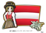  1girl austria austrian_flag flag green_eyes hat murakami_senami 