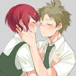  1girl blush closed_eyes danganronpa face-to-face freckles hinata_hajime koizumi_mahiru onaramaru red_hair short_hair super_danganronpa_2 