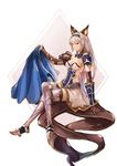  animal_ears arm_support armor armored_boots belt boots breasts cleavage crossed_legs detached_collar elbow_gloves erune gloves granblue_fantasy grey_footwear heles highres long_hair pauldrons pip_(red_juice1869) shoulder_armor silver_hair sitting solo spaulders thigh_boots thighhighs tiara vambraces 