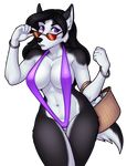  2016 anthro black_hair canine clothed clothing eyewear female hair mammal porin purple_eyes purse skimpy solo sunglasses swimsuit 