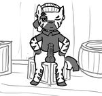  adetokunbo(colt_quest) balls clothing equine fan_character feral ficficponyfic hat male mammal my_little_pony penis simple_background solo spread_legs spreading zebra 