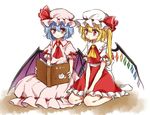  :o arm_garter ascot bat_wings blonde_hair blue_hair blush book bow brooch crystal flandre_scarlet frilled_shirt_collar frills full_body hat holding holding_book jewelry kanon_(ikamiso) mob_cap multiple_girls pink_shirt pink_skirt puffy_short_sleeves puffy_sleeves reading red_bow red_eyes red_ribbon red_shirt red_skirt remilia_scarlet ribbon seiza shirt short_sleeves siblings side_ponytail sisters sitting skirt skirt_set smile touhou v_arms white_background wings 