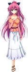  absurdres akusera blush breasts brown_eyes dress full_body hand_on_own_chest highres large_breasts long_hair looking_at_viewer non-web_source pink_hair ponytail reminiscence reminiscence_re:collect sandals solo standing tomose_shunsaku transparent_background very_long_hair 