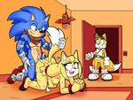  armpits big_breasts breasts canine dreamcastzx1 escopeto female fox group hedgehog huge_penis male mammal miles_prower muscular penis sonic_(series) sonic_boom sonic_the_hedgehog zooey_the_fox 
