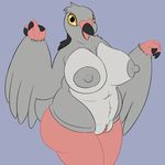  anthro areola avian beak big_breasts bird black_eyes breasts butt claws erect_nipples feathered_wings feathers female fur grey_fur head_tuft looking_at_viewer navel nintendo nipples nude open_mouth overweight pidove pigeon pok&eacute;mon posexe presenting pussy simple_background slightly_chubby solo standing thick_thighs tuft video_games wide_hips wings yellow_eyes 
