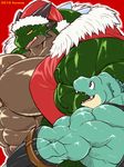  2010 abs anthro athletic biceps christmas coat dragon duo hat holidays horn hyper hyper_muscles kuroma male muscular open_mouth reptile santa_hat scalie sharp_teeth sixpack size_difference smile spikes teeth theeth tongue 