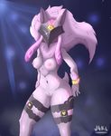  2016 anthro areola big_breasts big_butt breasts butt caprine chest_tuft cute digital_media_(artwork) digitigrade digtigrade female fur hair hi_res hooves huge_butt j4kl kindred_(lol) lamb_(lol) league_of_legends long_ears long_hair looking_at_viewer mammal mask nipples nude presenting pussy ranged sheep simple_background solo spirit tuft video_games 