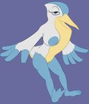  anthro areola avian barefoot beak big_breasts bird breasts erect_nipples feathers female fur half-closed_eyes looking_at_viewer nintendo nipples nude open_mouth pelican pelipper pok&eacute;mon posexe pussy simple_background solo video_games white_fur wings 