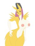  2016 autumm_airwave breasts digimon female invalid_tag looking_at_viewer nipples nude pose pussy renamon simple_background smile solo taomon white_background 