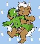  anal bear cum cum_in_ass cum_inside diaper franklin_the_turtle little_bear male male/male mammal penis reptile scalie turtle young 